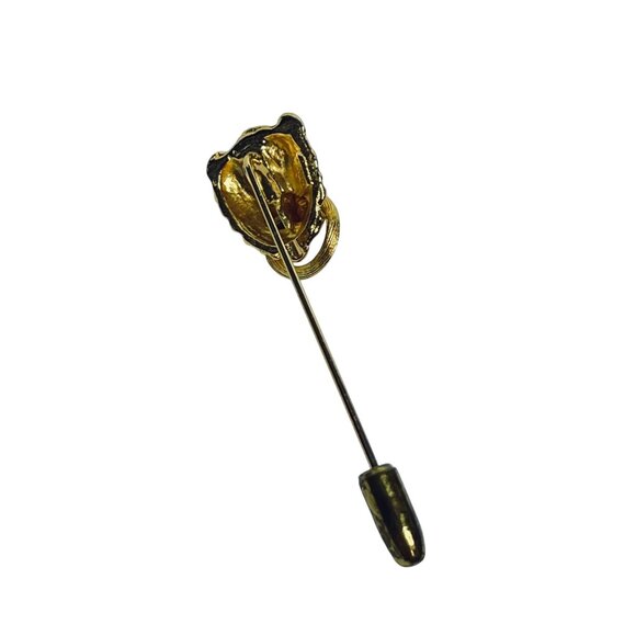 Vintage MIMI Gold Tone Lion Head Door Knocker Stick Pin (6076) - Picture 3 of 5